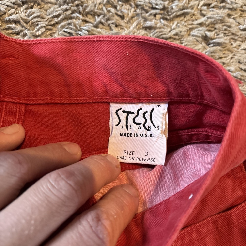 Vintage Steel Jeans 80s‎ 90s Y2K High Rise Red Shorts sz 3 USA High Rise EUC - Picture 3 of 5